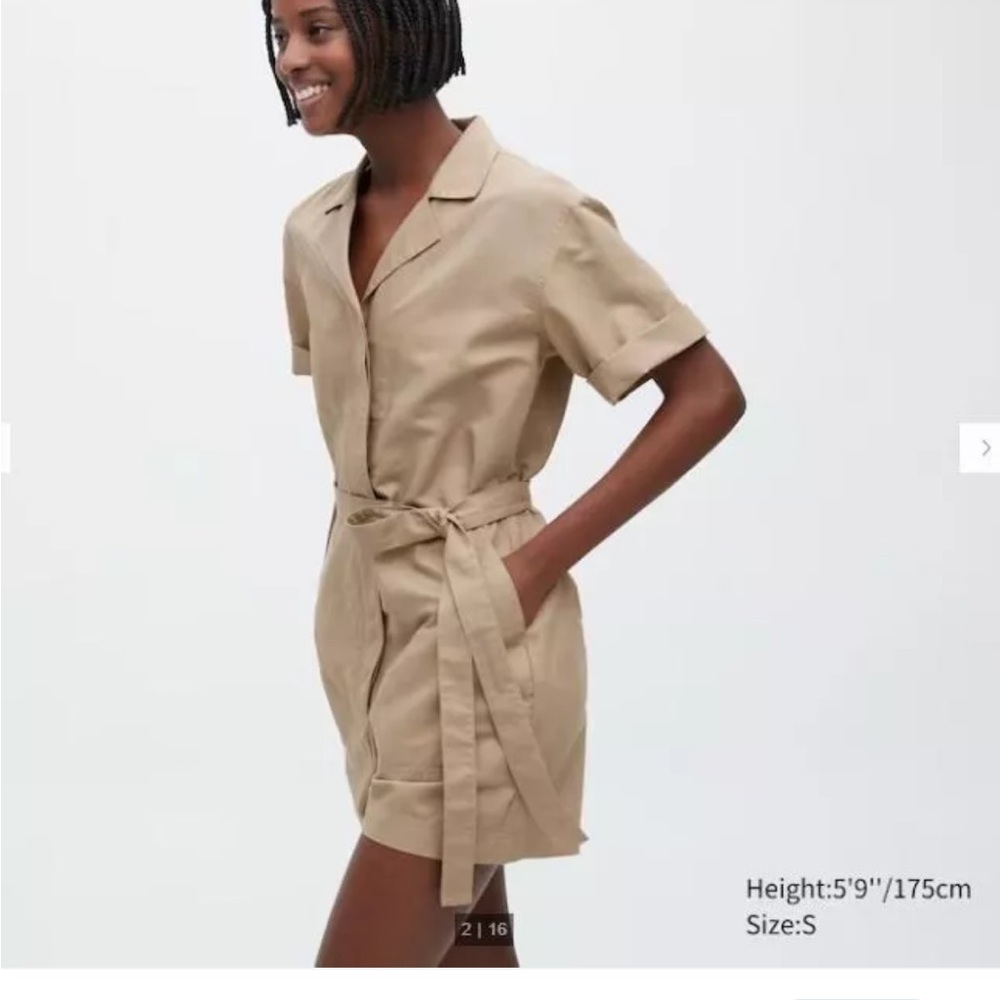 Uniqlo Paris button up linen romper